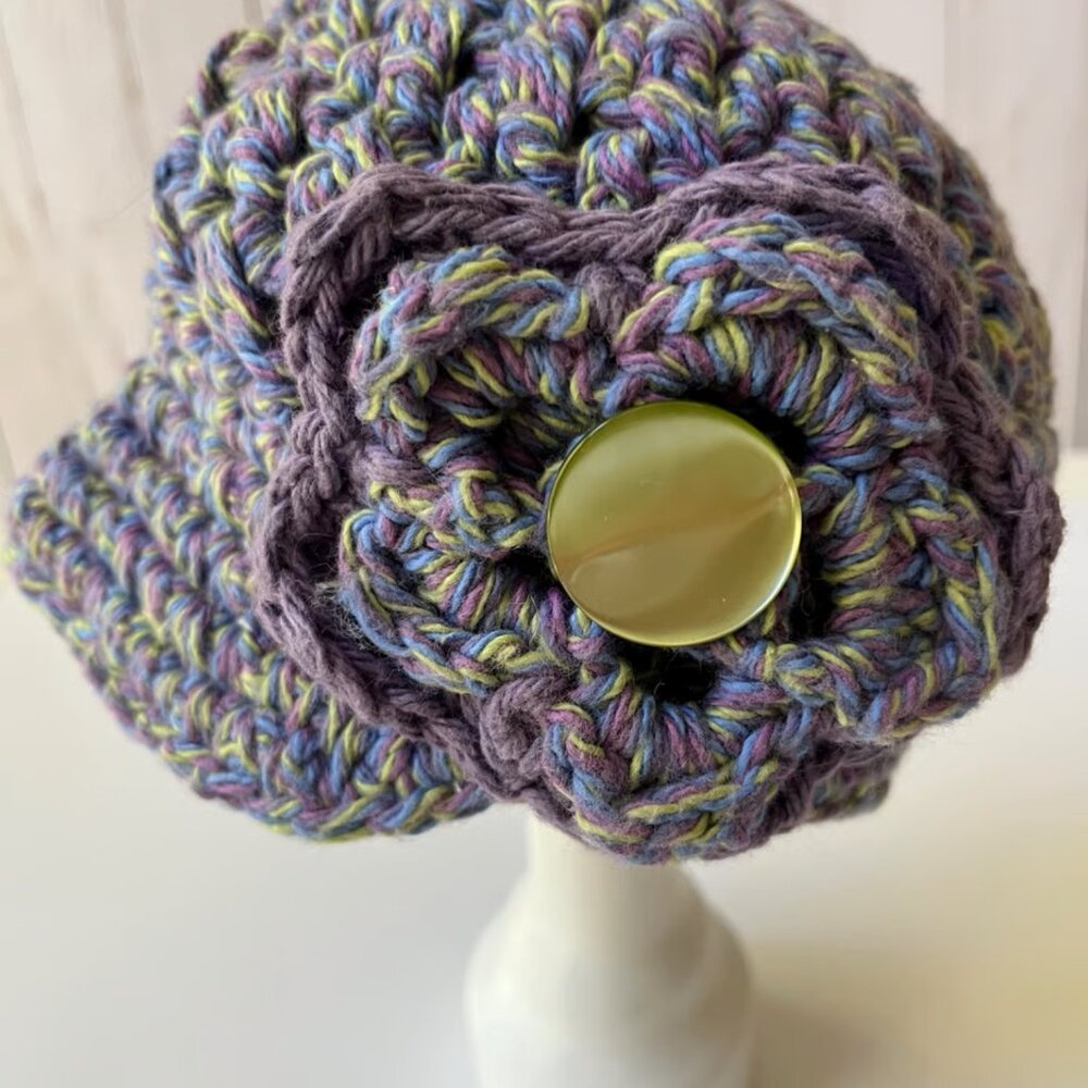 Handmade Crocheted Baby Newsboy Hat Cap Size 6-12 Months (see sizing chart)